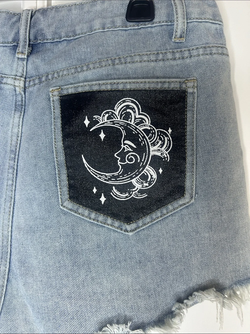 Celestial Sun/Moon Denim Shorts